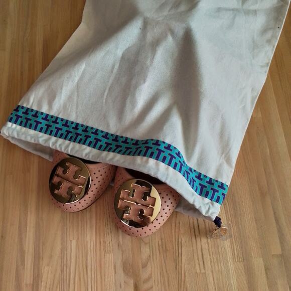 Tory Burch Chelsea Ballet Leather Flats Pink Gold Logo 9.5 New in Bag $300 MSRP - Picture 9 of 9